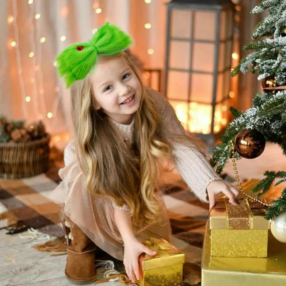 Christmas Grinches Green Hair Bow