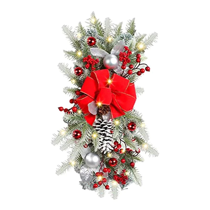 Cordless Prelit Stairway Swag Wreaths