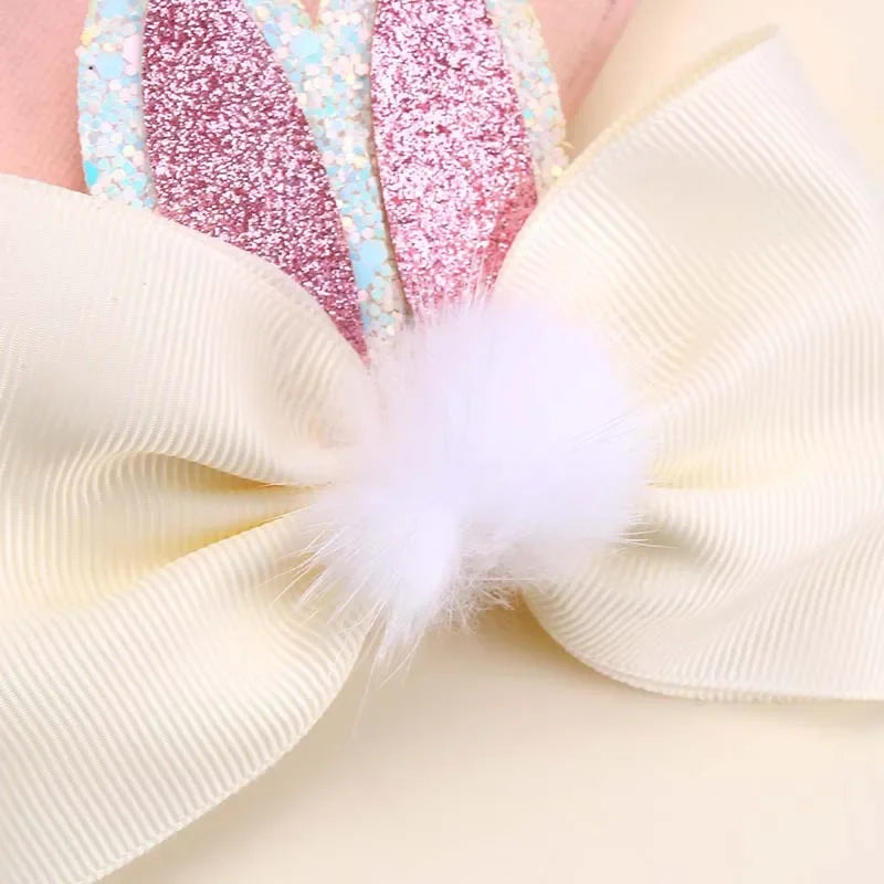 2Pcs Cute Bunny Ears Hair Bow Clip for Little Girls