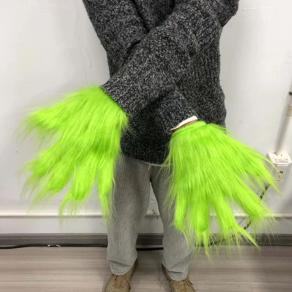 Grinch Christmas Gloves and Mask