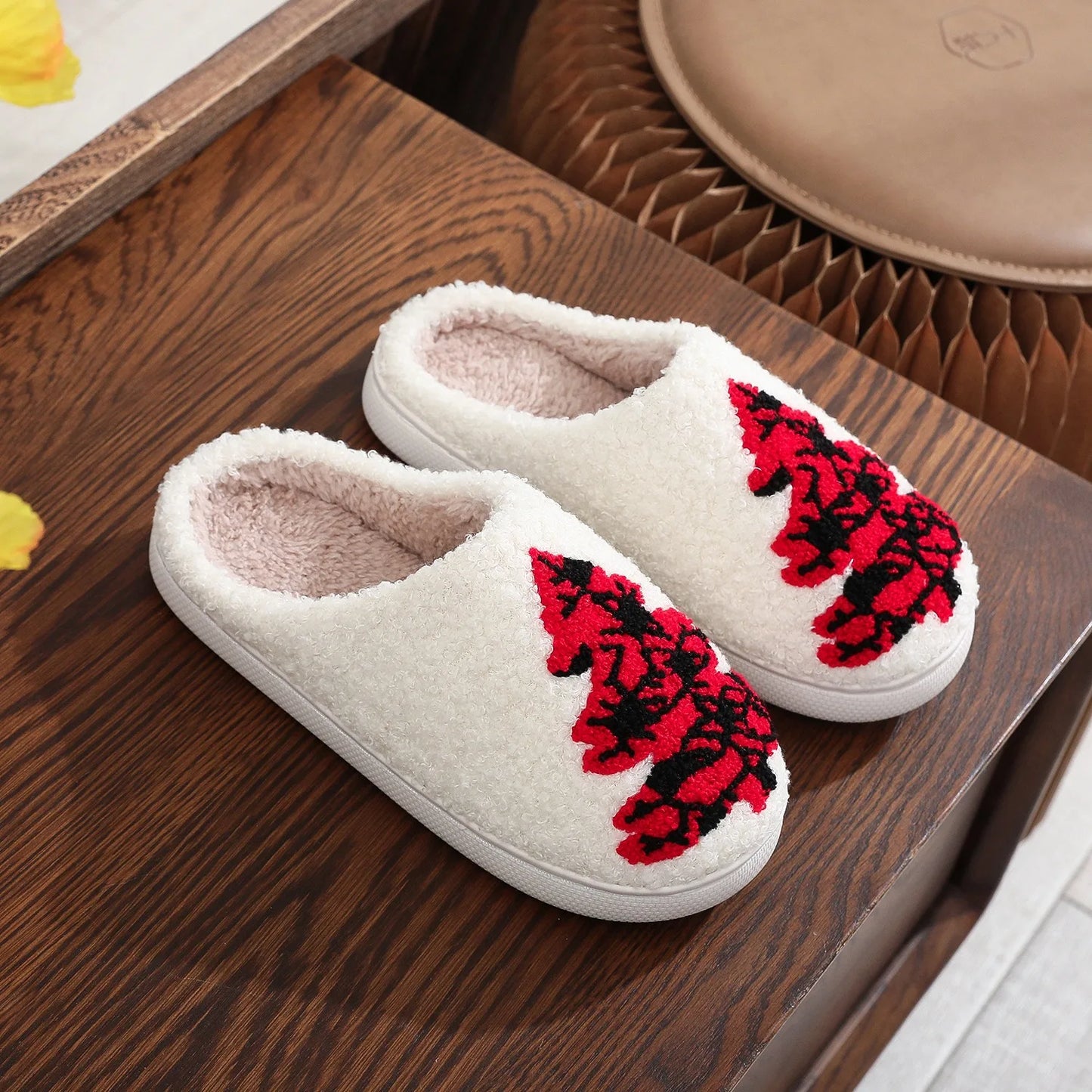 Christmas Grinch Cotton Slippers Men Women Home Woolen Slippers Comfortable Plush Lined Slip on Shoes Women's Warm Winter Shoes