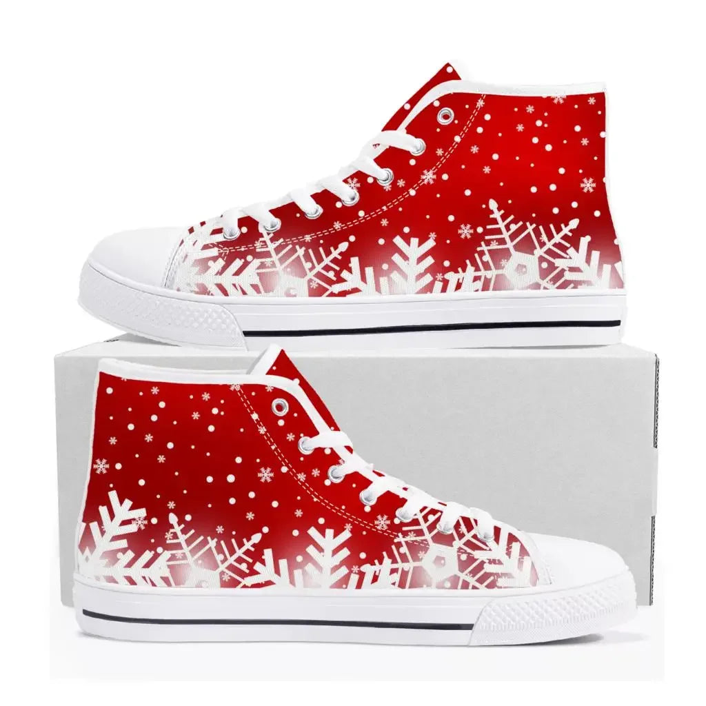 Merry Christmas Santa Claus Snowman High Top Sneakers Mens Womens Teenager Canvas High Quality Sneaker Couple Shoes Shoe