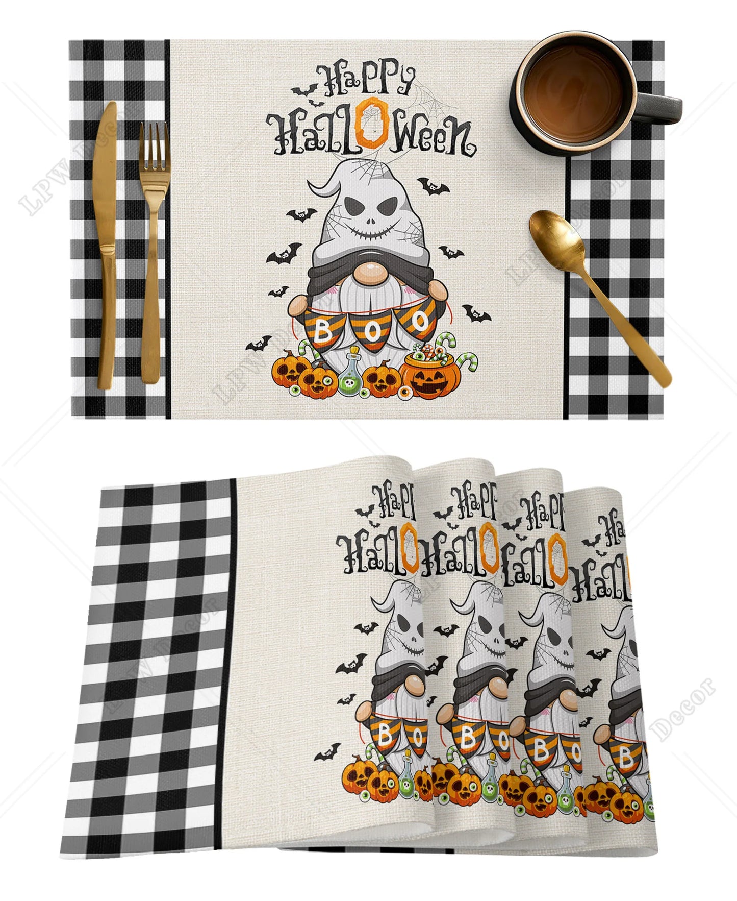 Halloween Placemat Sets (4/6 Pcs)