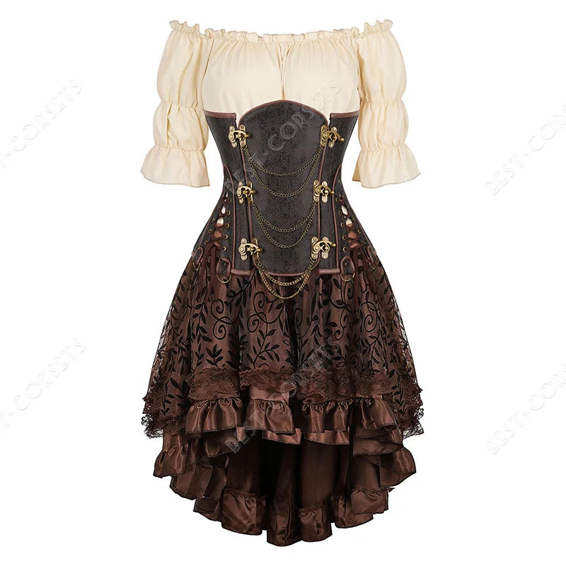 Steampunk Corset Dress Pirate Costume for Women