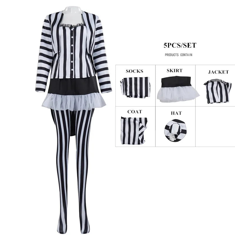 Beetlejuice Striped Dress Costumes for Women