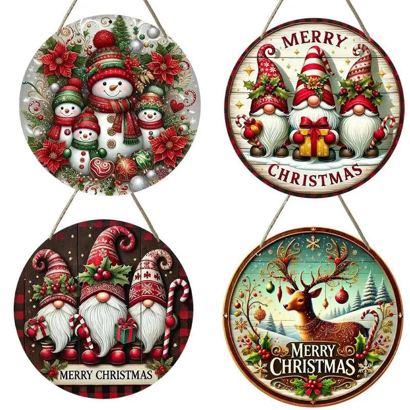 Wooden Christmas Tree Decoration Hanging Plaque