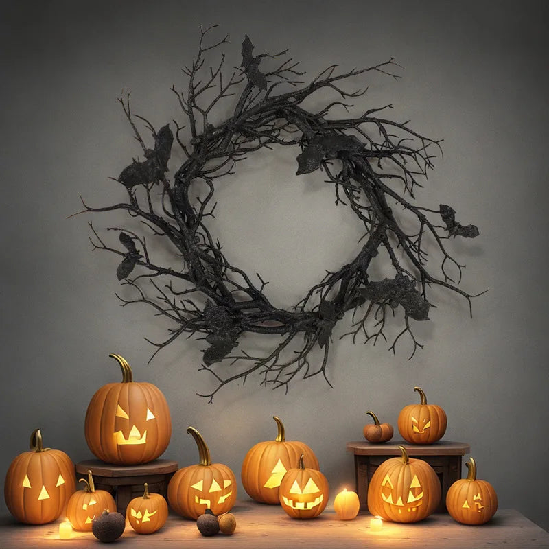 Halloween Bat Wreath (With LED Lights)