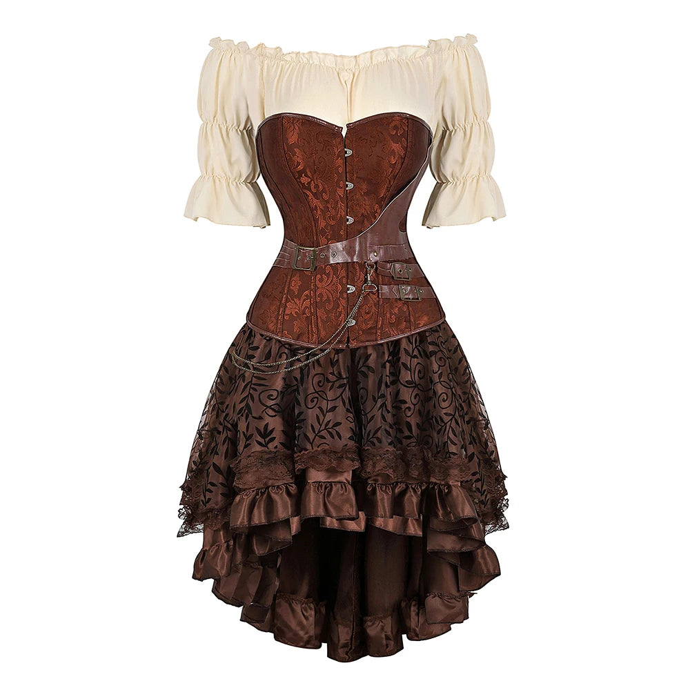 Steampunk Corset Dress Pirate Costume for Women