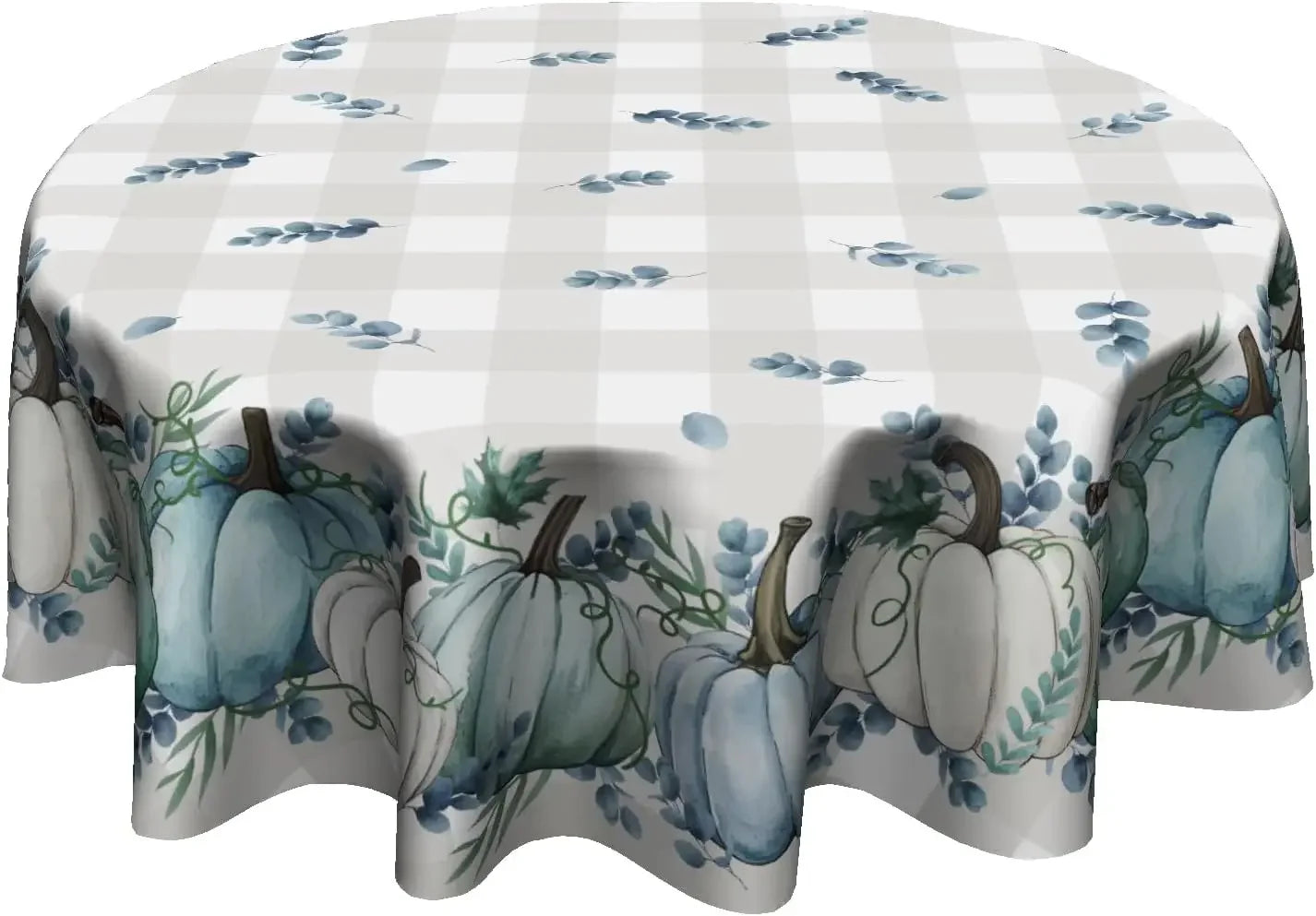 Autumn Blue Pumpkin Round Tablecloth