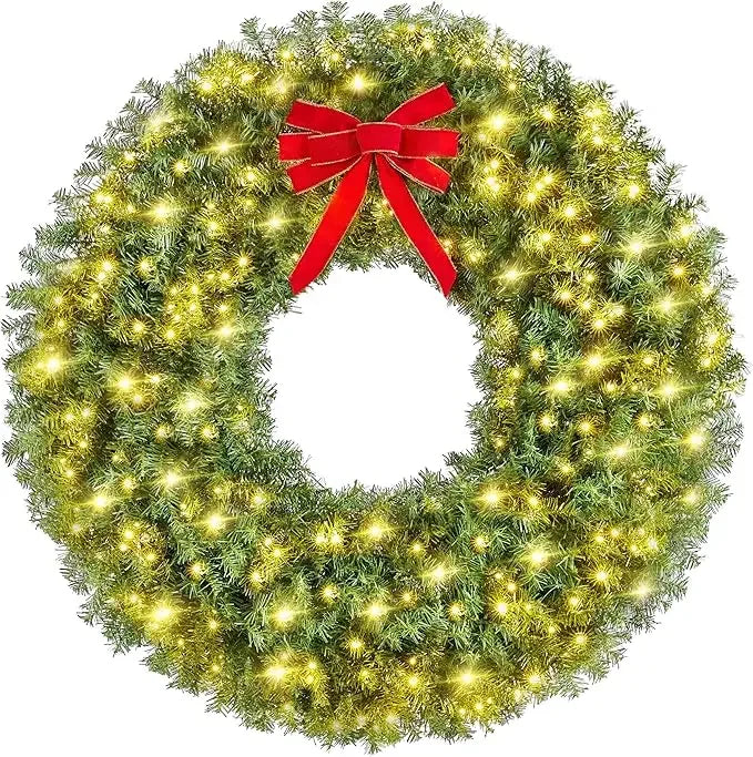Artificial Christmas Wreath with 300 LED Lights (30, 48 or 60 Inches)