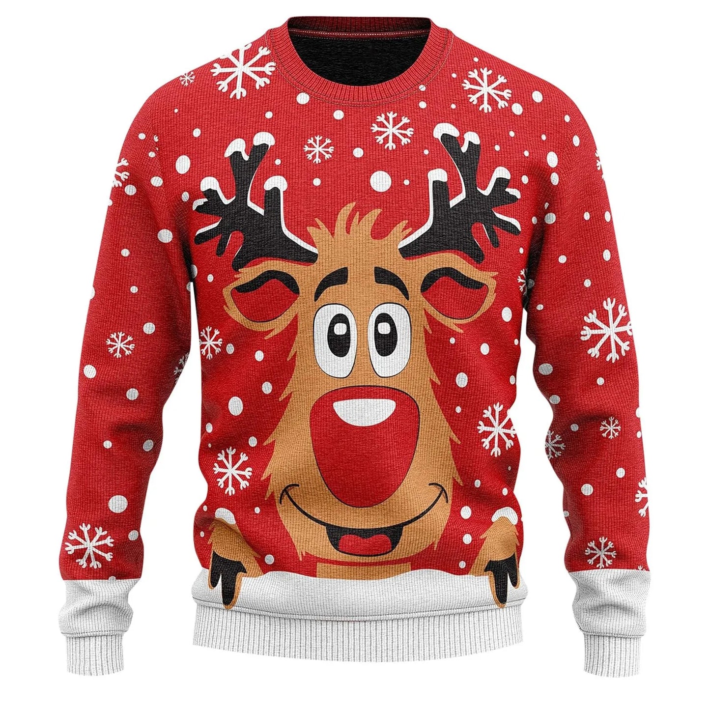 Ugly Christmas Sweater Men's Knitted Pullover Reindeer