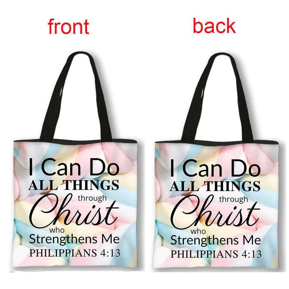 Christian Bible Verse Print Handbag