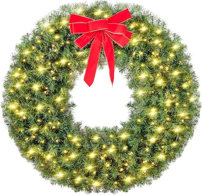 Artificial Christmas Wreath with 300 LED Lights (30, 48 or 60 Inches)
