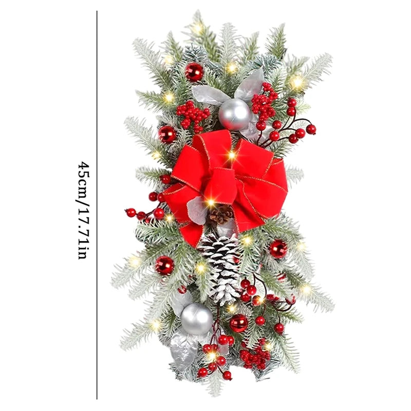 Cordless Prelit Stairway Swag Wreaths