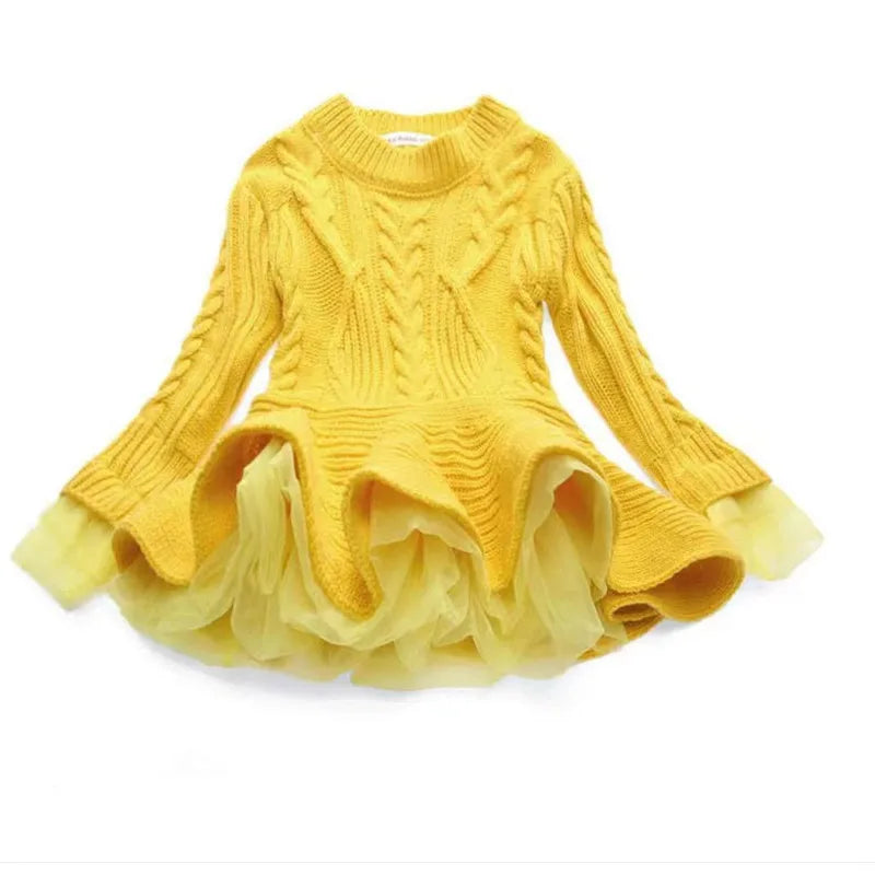 Long Sleeve Girls Winter Knitted Sweater Dress