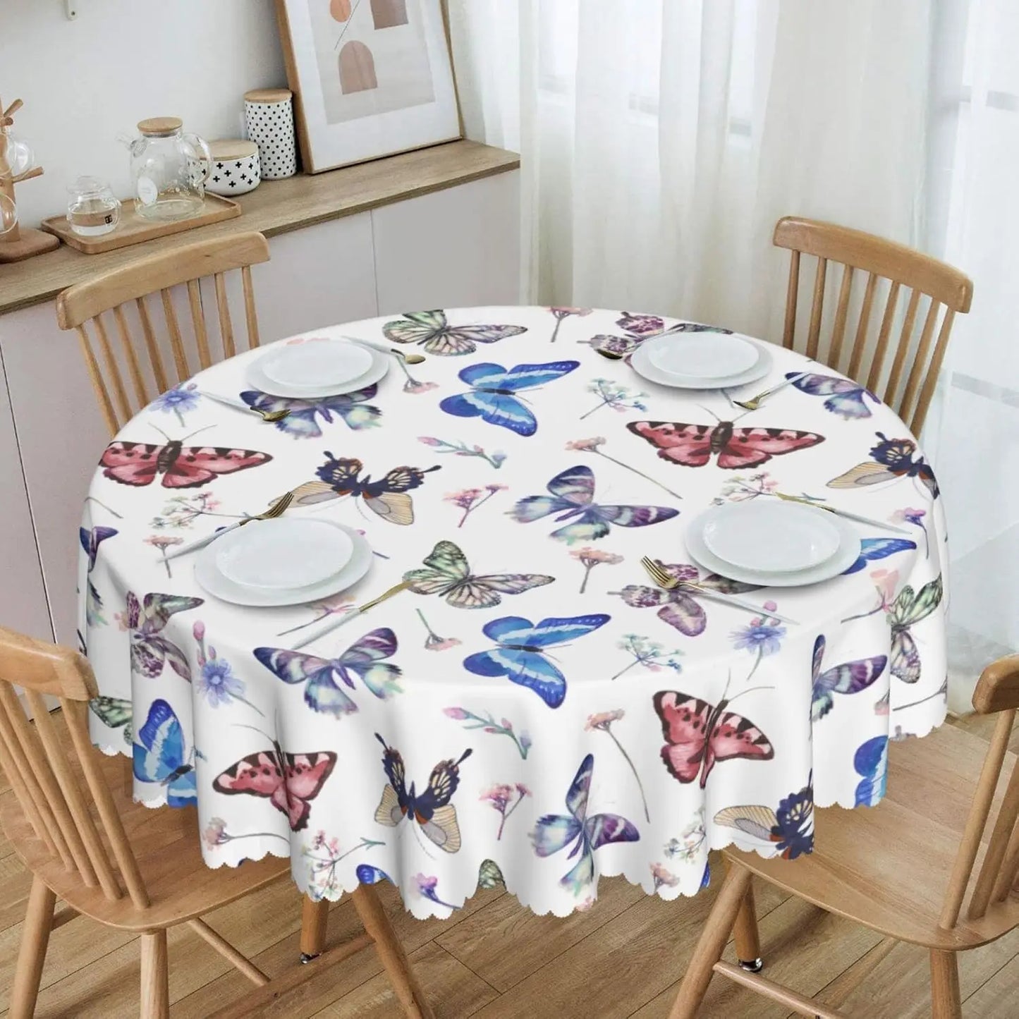 Fall Autumn Pumpkin and Leaf Harvest Round Tablecloth