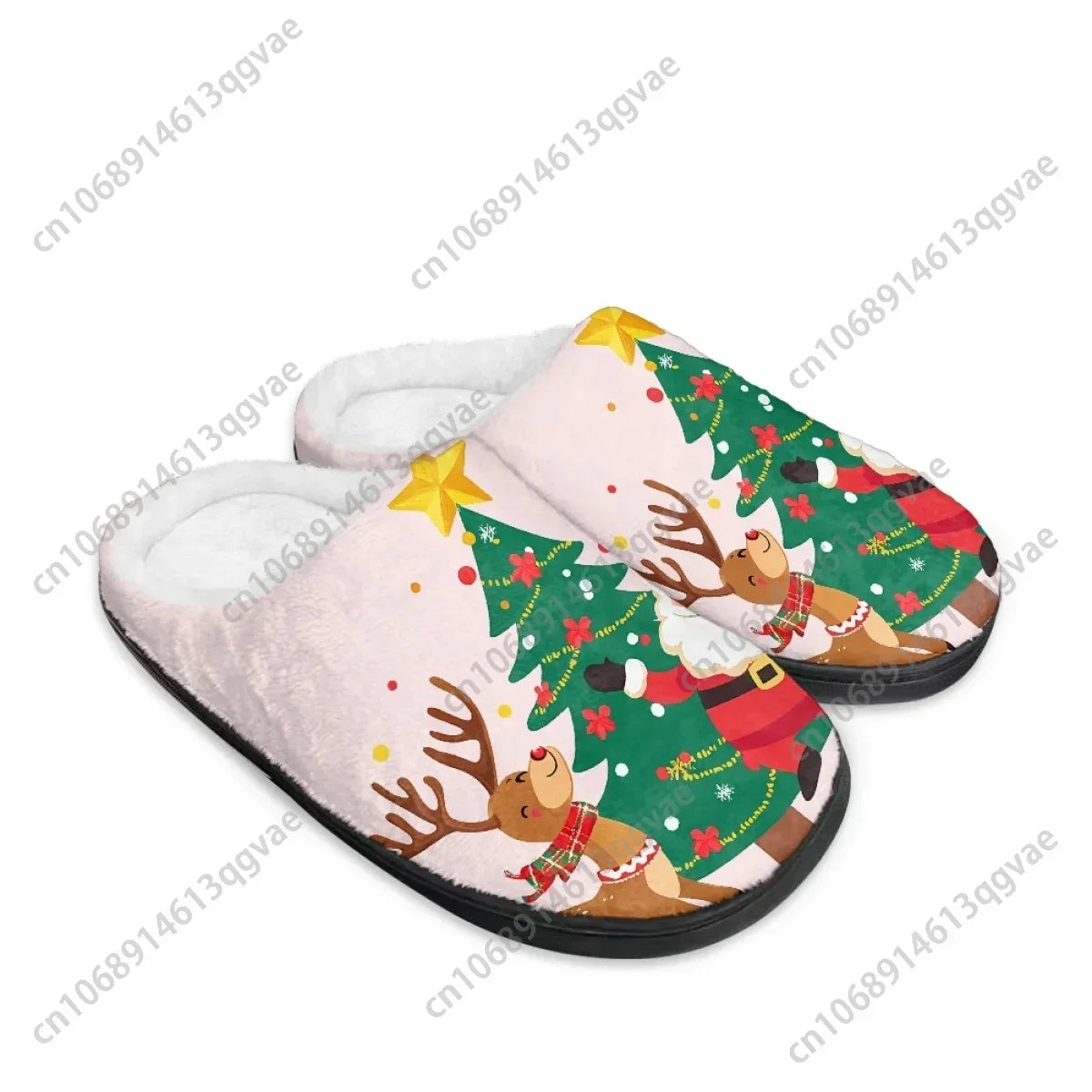 2025 Santa Claus Knitted Pattern Cotton Slippers