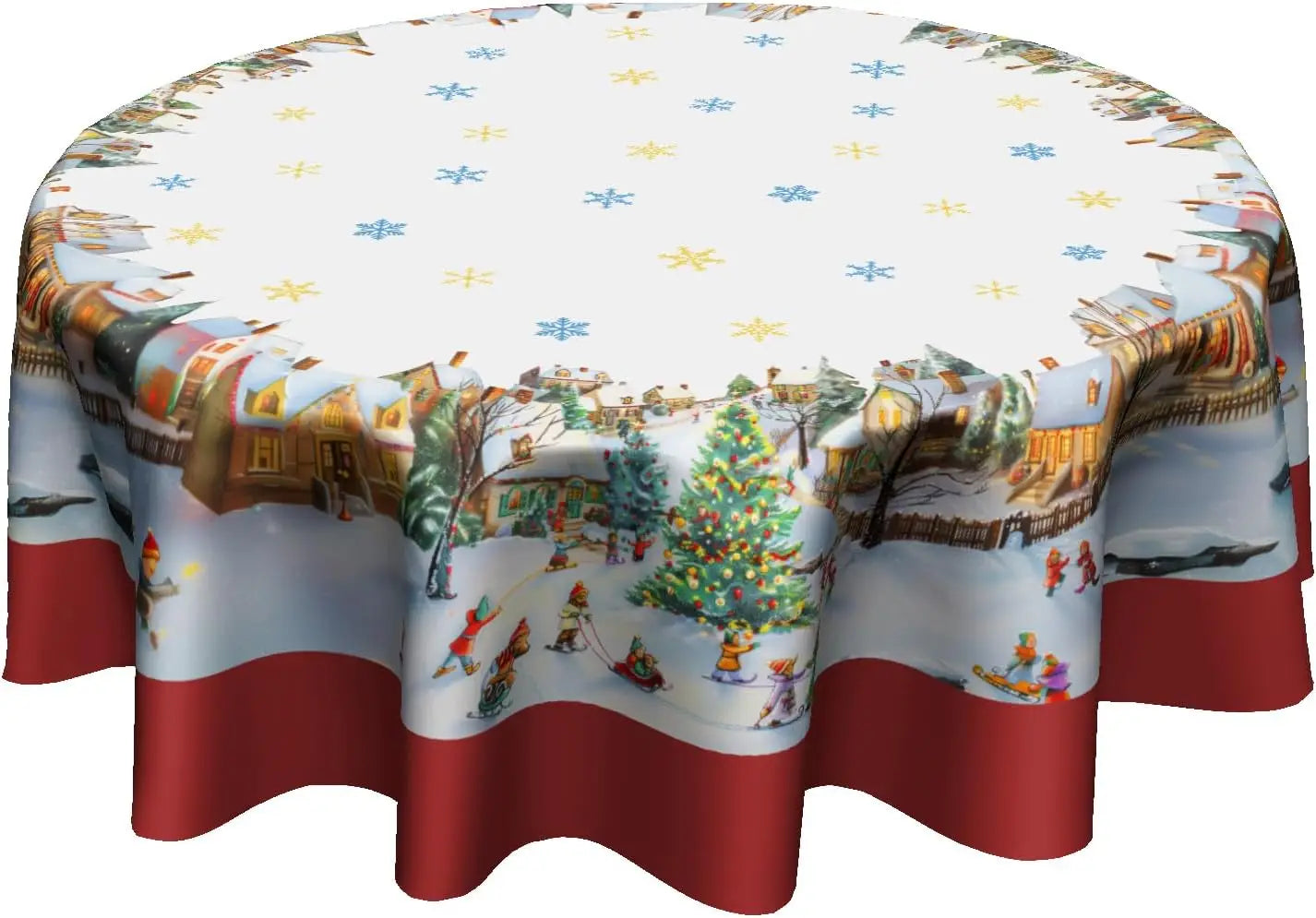 Autumn Blue Pumpkin Round Tablecloth