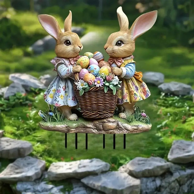Easter Bunny Yard Signs β 2D Flat Standing Rabbit with Eggs ππΈ