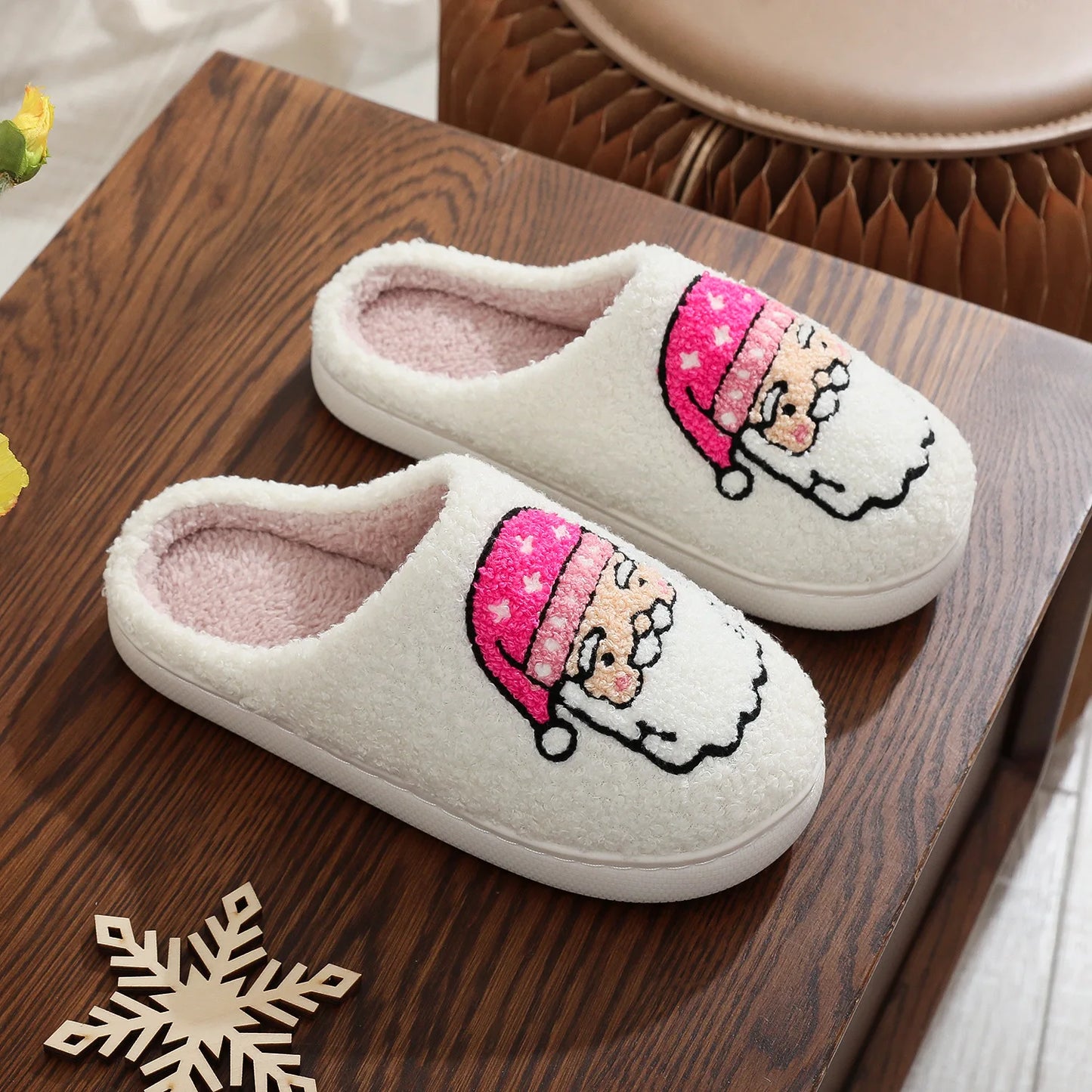 Christmas Grinch Cotton Slippers Men Women Home Woolen Slippers Comfortable Plush Lined Slip on Shoes Women's Warm Winter Shoes