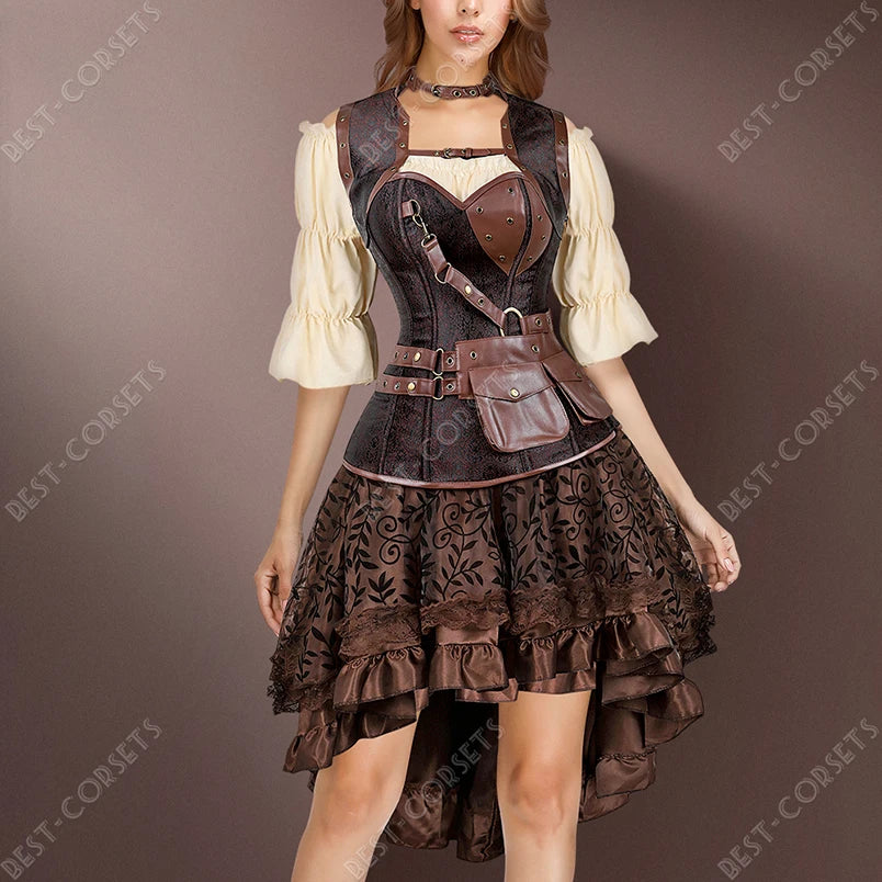 Steampunk Corset Dress Pirate Costume for Women