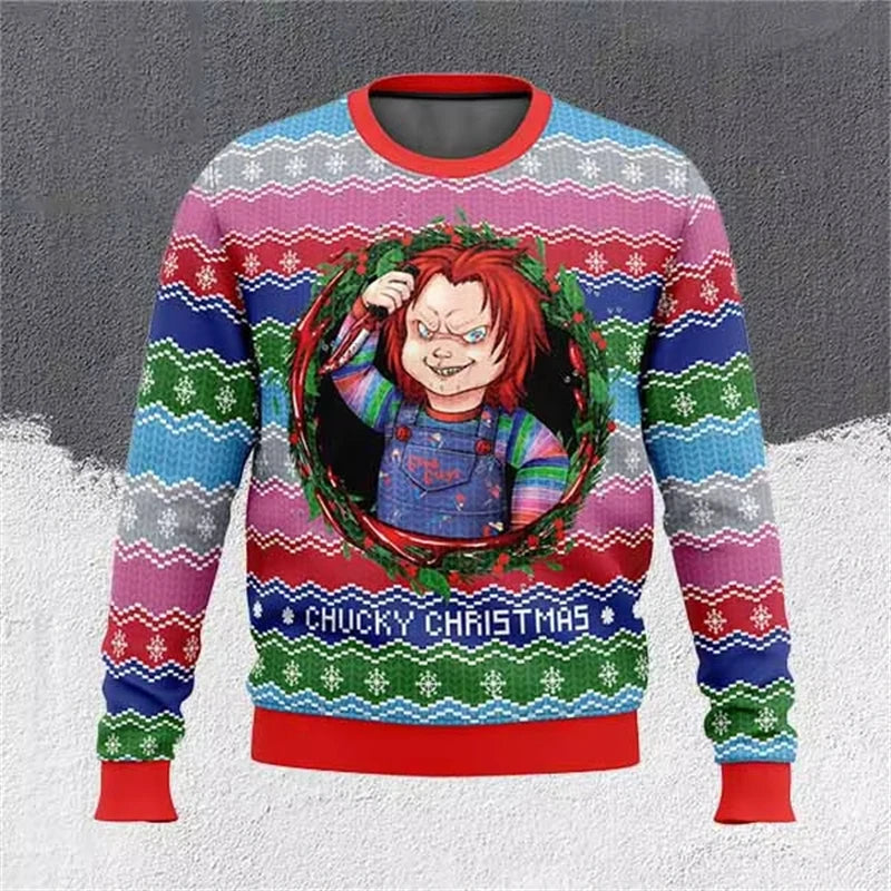 Fashion Chucky Graphic Ugly Christmas Sweater