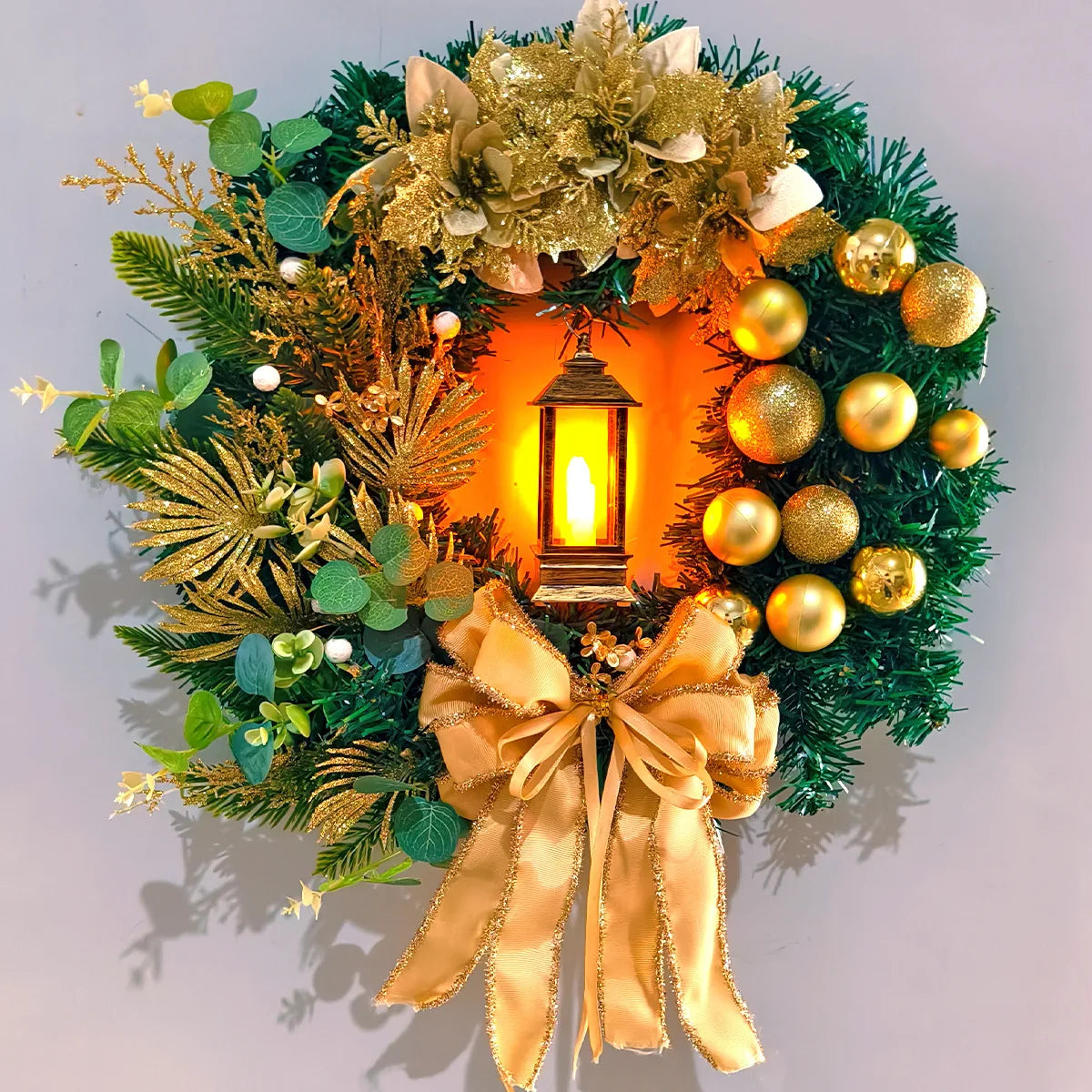 Decorative Christmas Wreath With Lamp