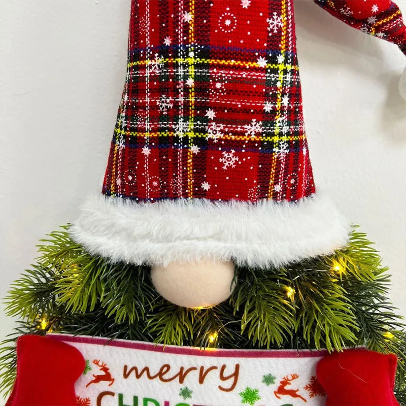 Light up Christmas Gnome Hat Wreath