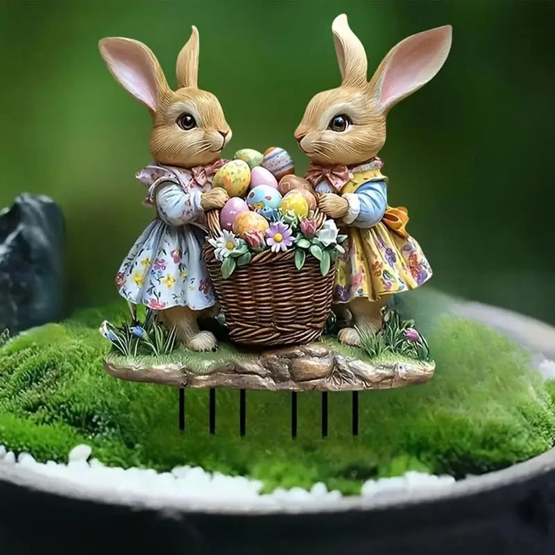 Easter Bunny Yard Signs β 2D Flat Standing Rabbit with Eggs ππΈ