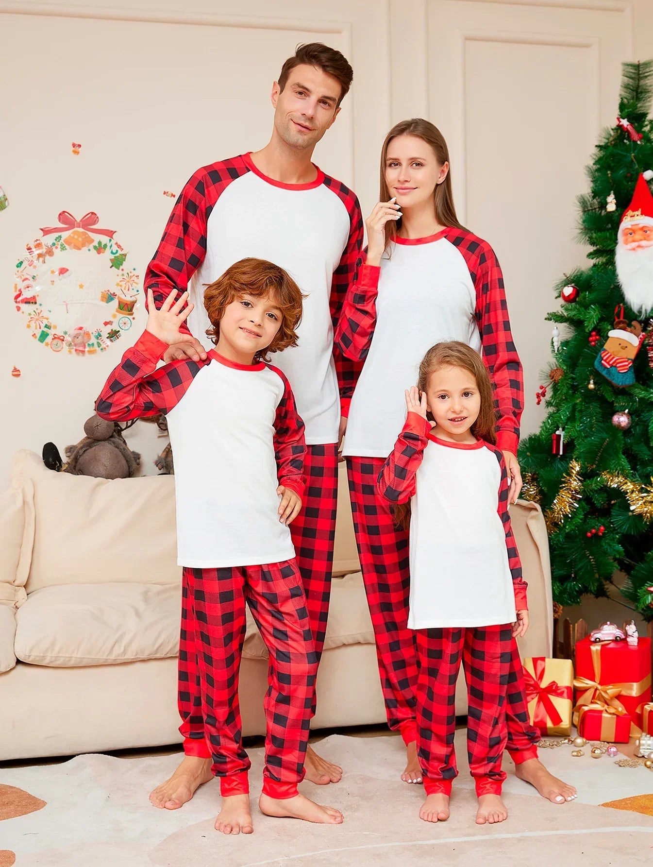 Matching Checkered Family Pajamas Set