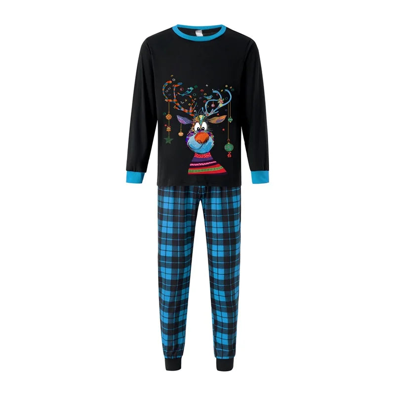Reindeer Plaid Print Holiday Pajamas for Family