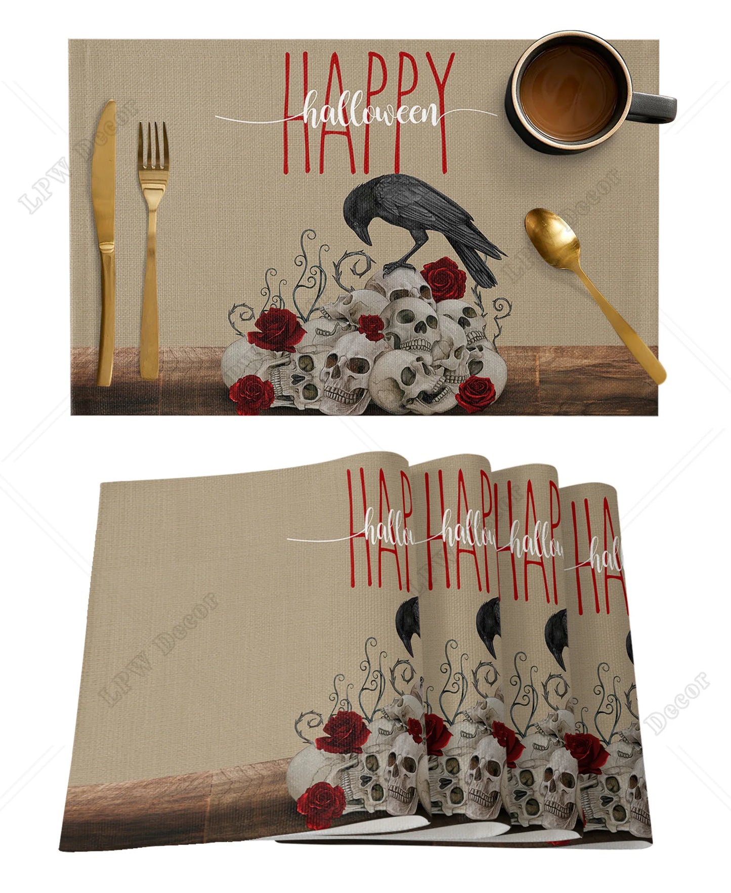 Halloween Placemat Sets (4/6 Pcs)
