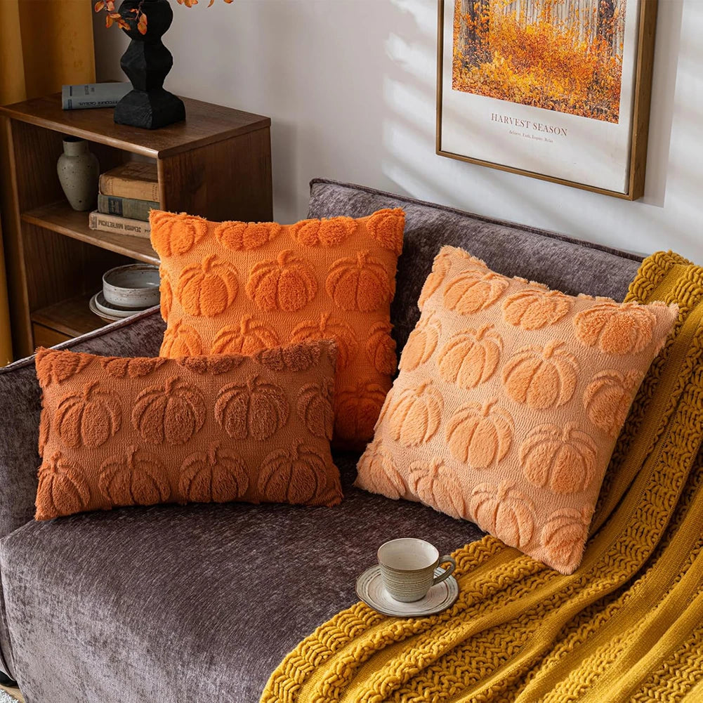 Fluffy Plush Decorative Autumn Throw Pillow Covers (17 x 17 in)