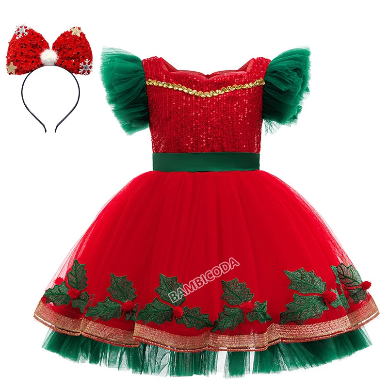 Green Christmas Tree Dress For Girls