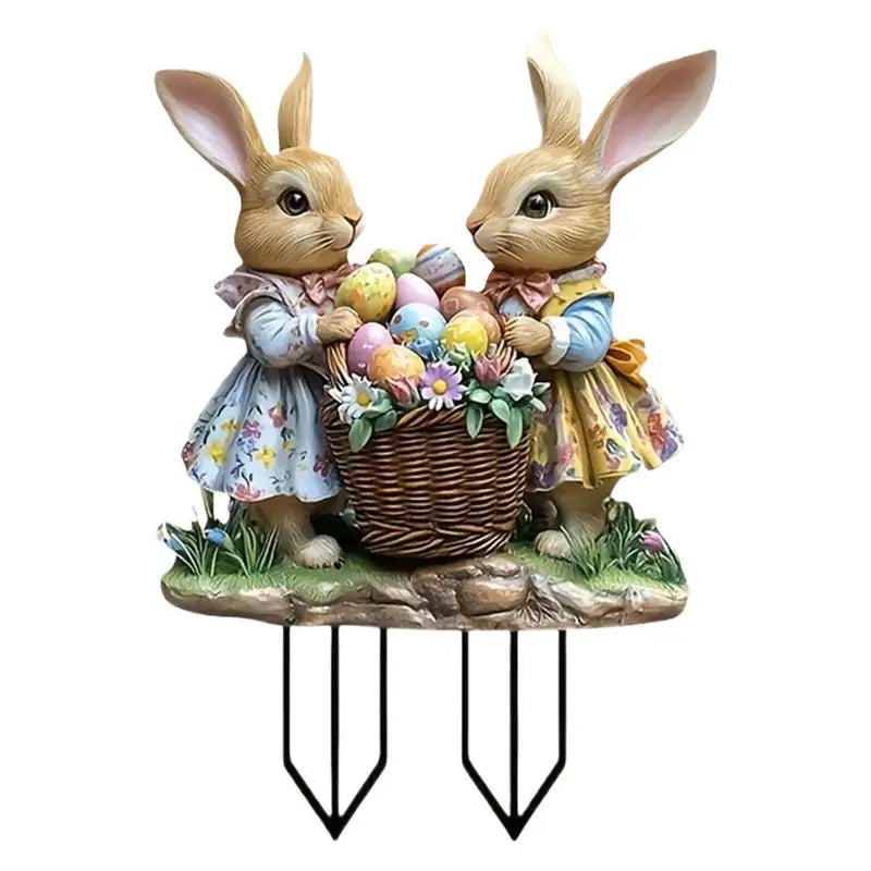 Easter Bunny Yard Signs β 2D Flat Standing Rabbit with Eggs ππΈ