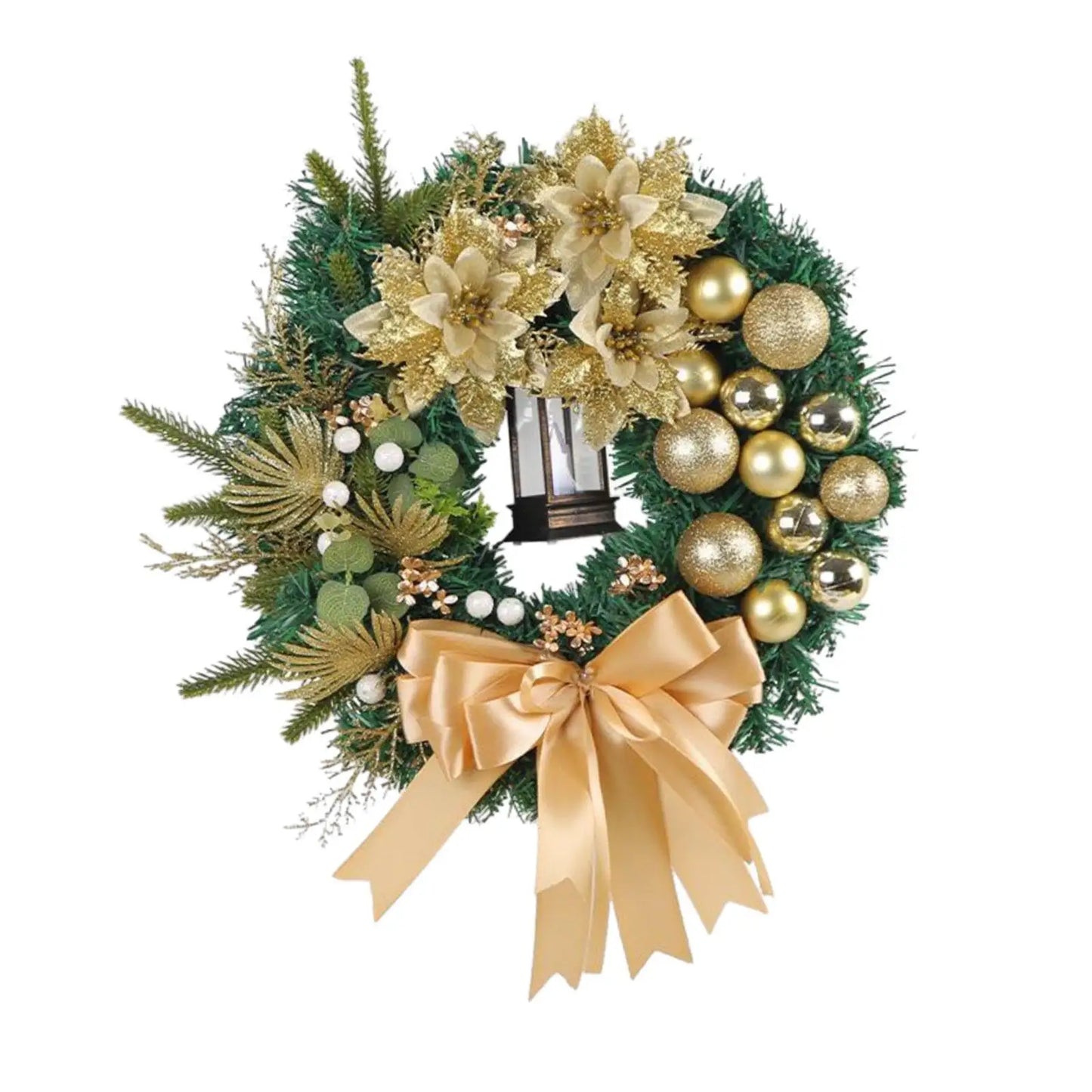 Gold Christmas Wreath for Front Door or Windows