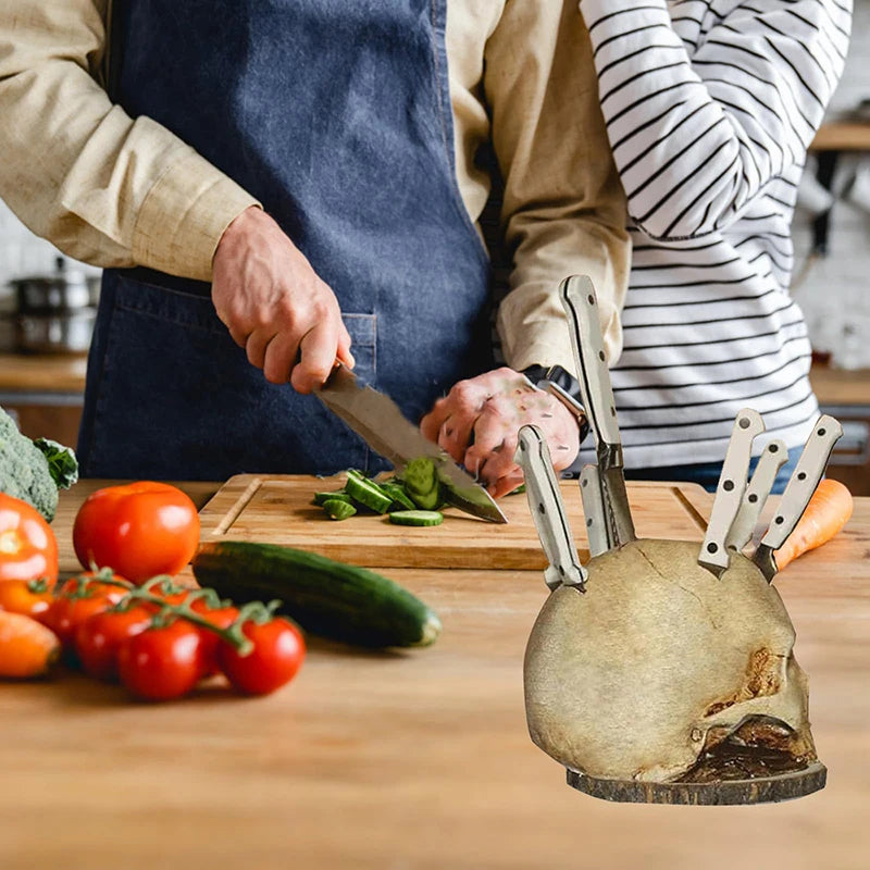 Skull Knife Holder For Kitchen