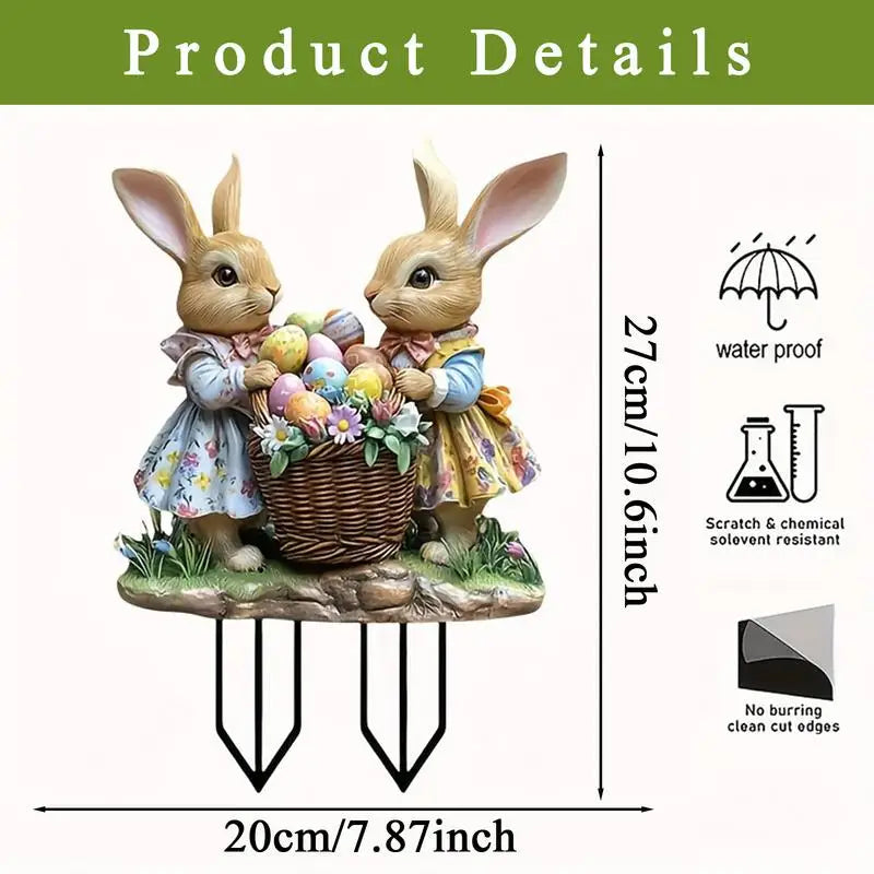 Easter Bunny Yard Signs β 2D Flat Standing Rabbit with Eggs ππΈ
