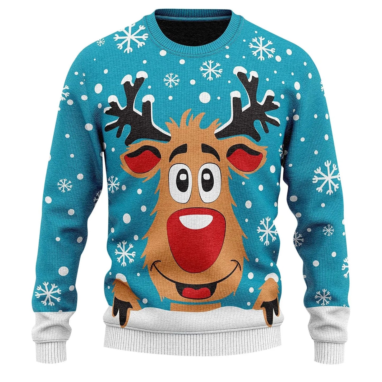 Ugly Christmas Sweater Men's Knitted Pullover Reindeer