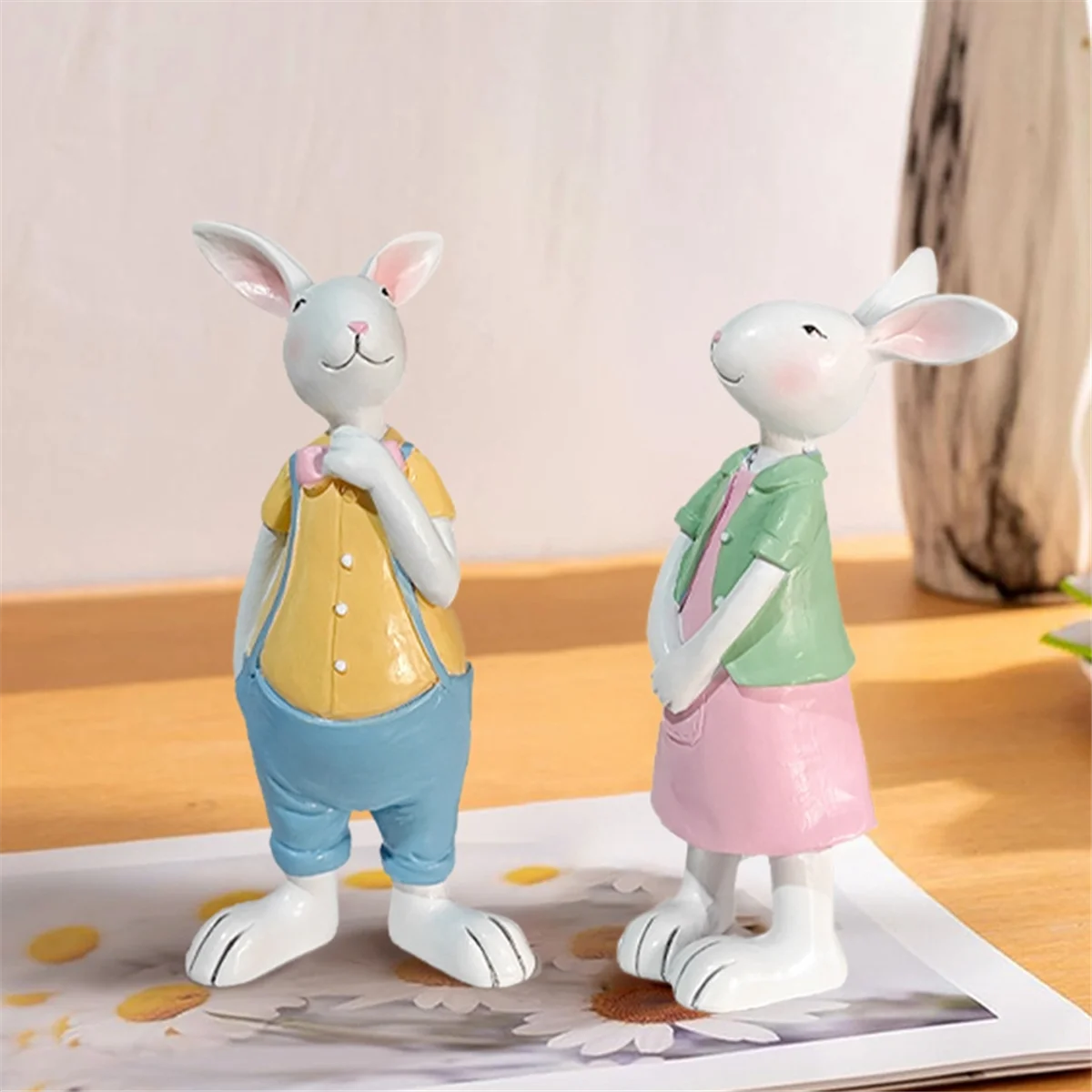 Cute Easter Rabbits Resin Figurines β Rural Home Animal Decorations π°ππΌ
