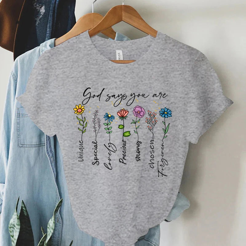 "God Says You Are Unique" Print T-Shirt