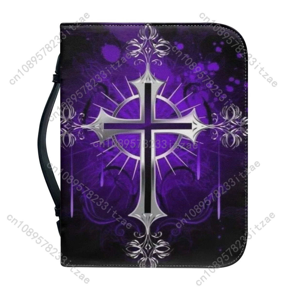 Christian Cross Print Bible Case With Pocket