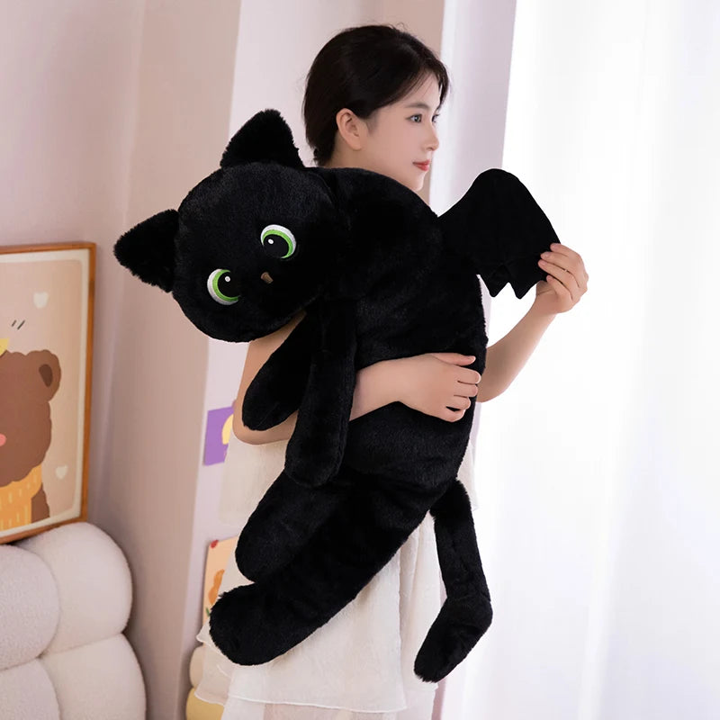 Black Cat with Wings Pillow