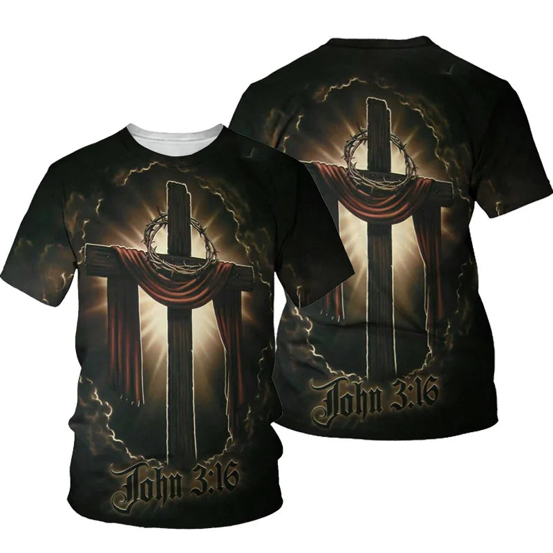 3D Cross Men Christian T-shirt