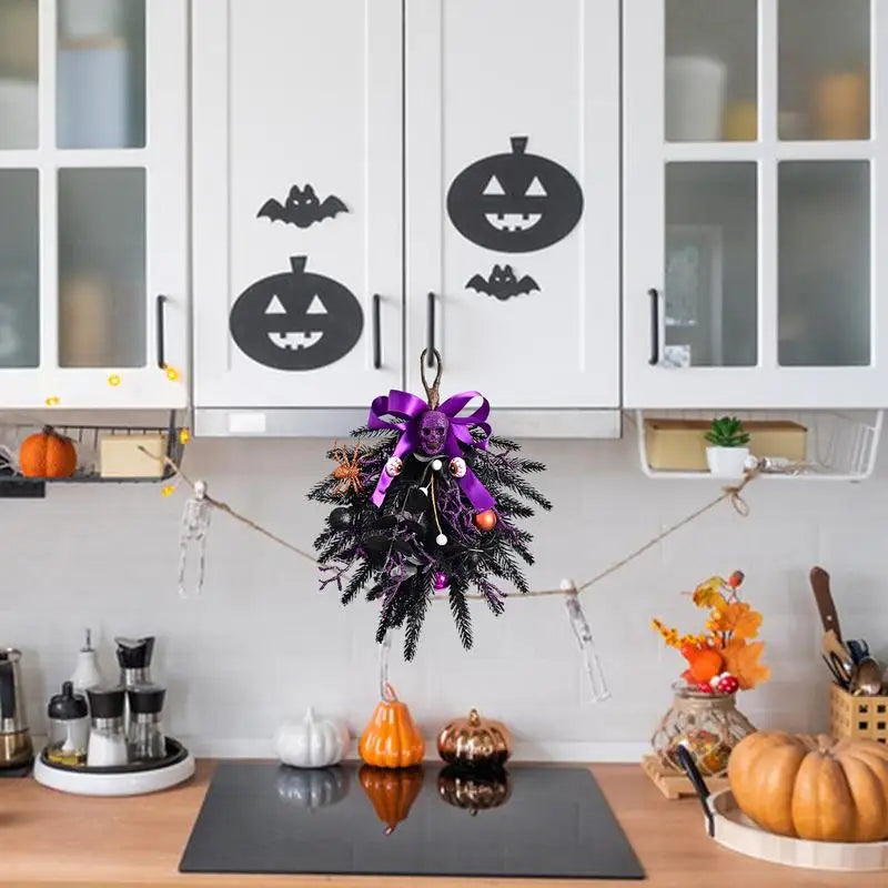 Black & Purple Skull Wreath