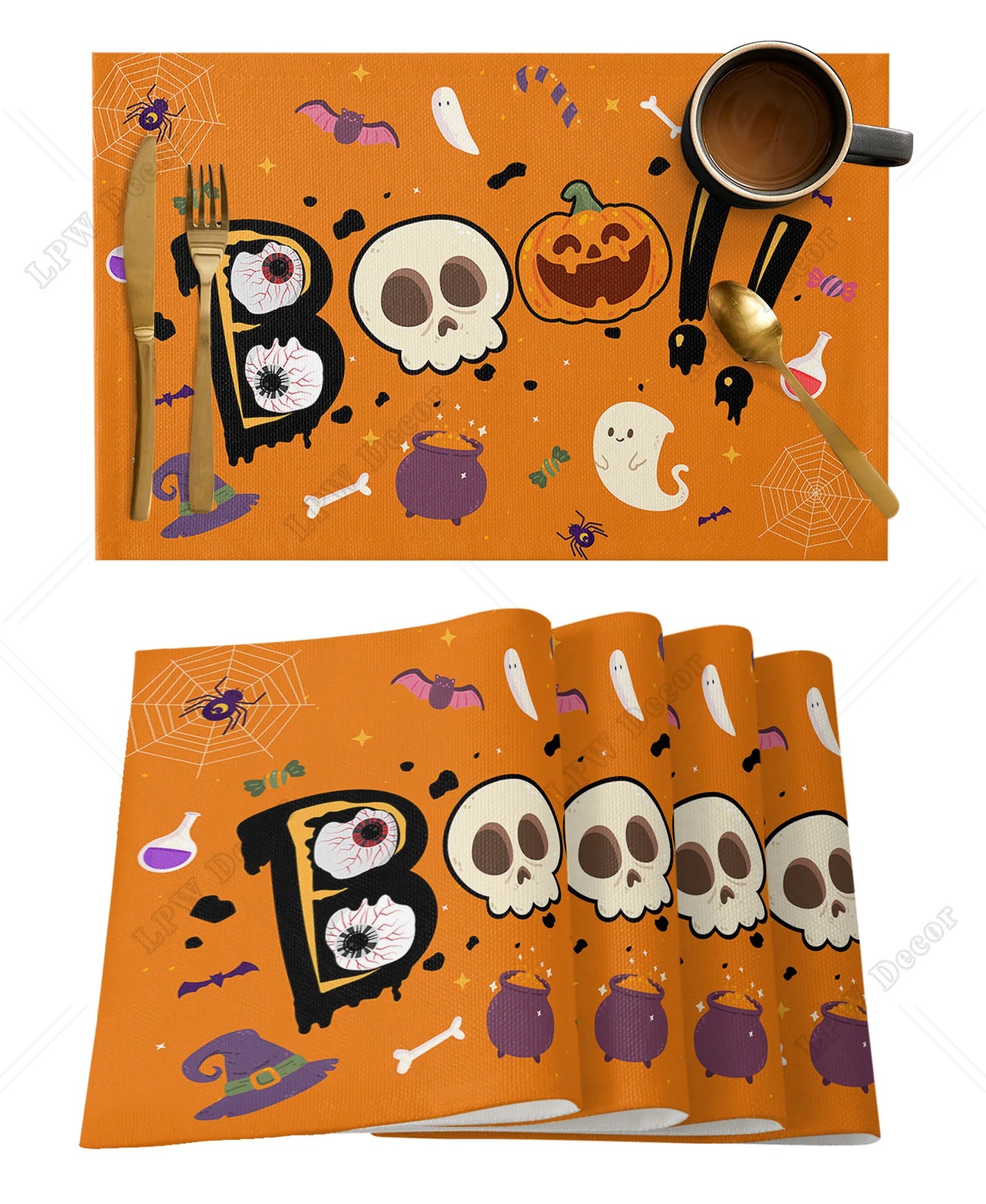 Halloween Placemat Sets (4/6 Pcs)