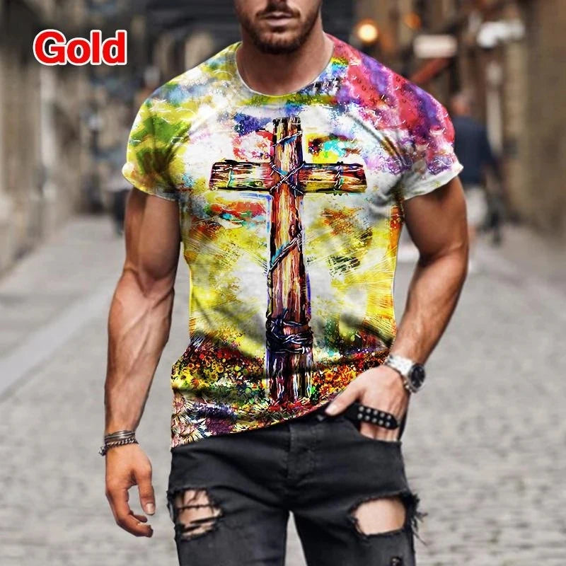 Christian 3D-Printed Cross T-Shirt
