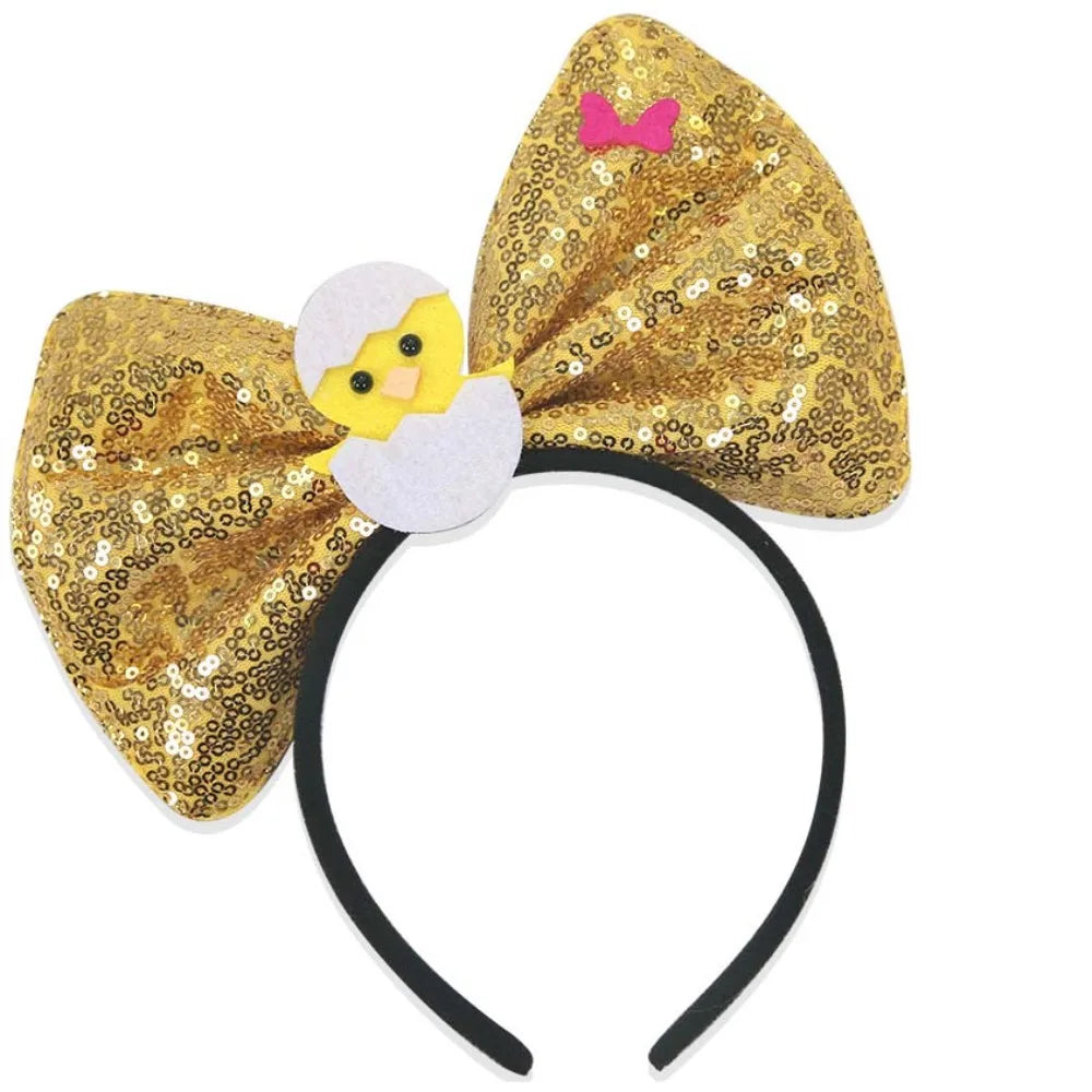 Funny Felt & Sequin Easter Large Bow Headband ππ°β¨