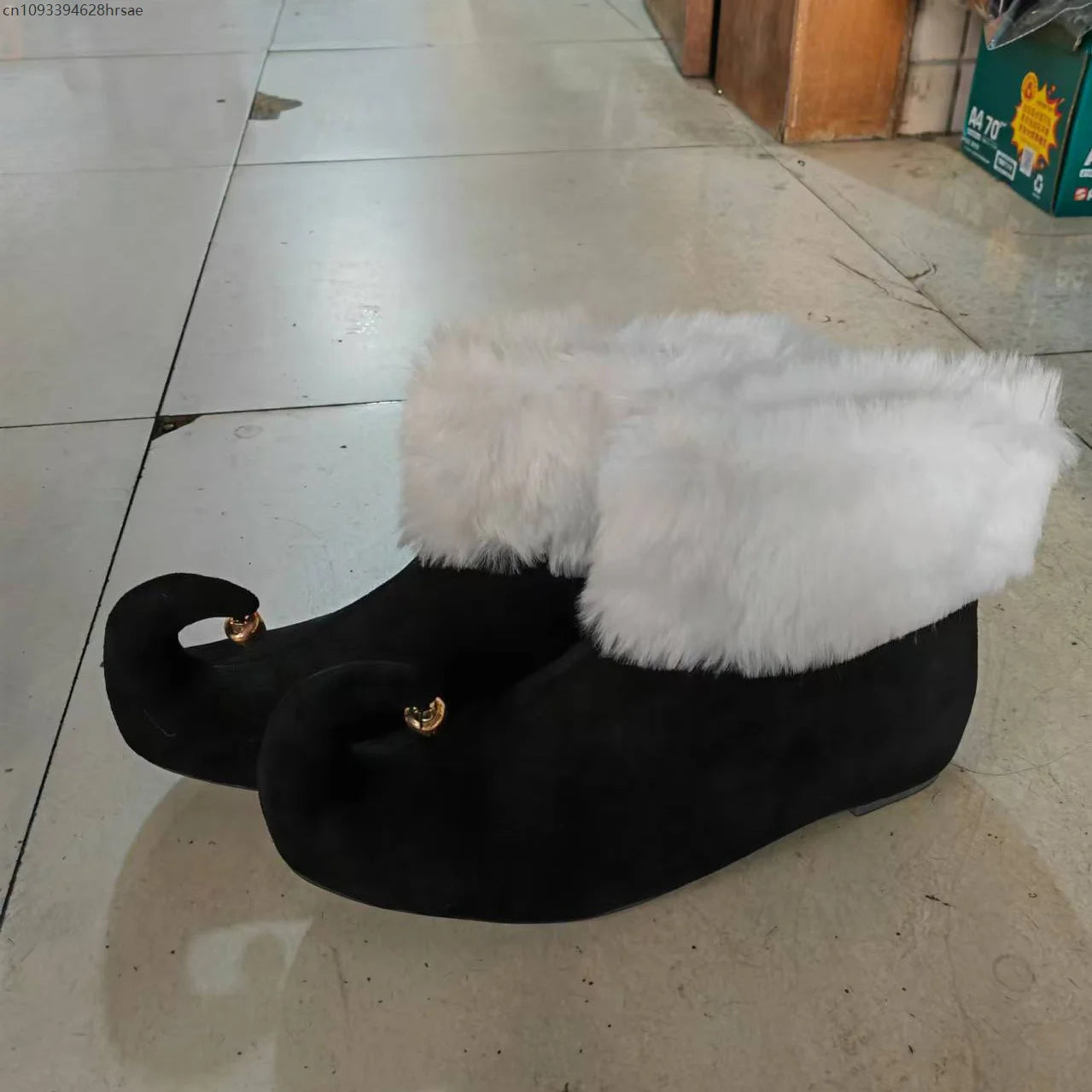 Christmas Suede Boots With Jingle Bells