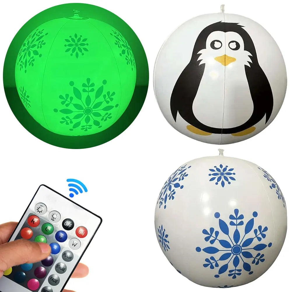 Inflatable Snowflake or Penguin Ornament (with LED lights)
